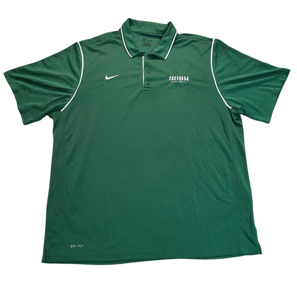 Nike Team Polo Piped Shirt Men's XXL Irish Football Green Dri-Fit Performance